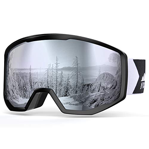 NXONE Ski Goggles for Men and Women, Anti-Fog Over Glasses Snowboard Goggles with UV Protection, Windproof Helmet Compatible Dual Lens Goggles-100% UV Protection