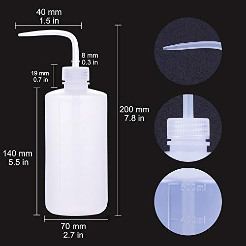 CVNDKN 3pcs 500ml Plastic Safety lab Wash Bottle,Squeeze Bottle with Scale Labels (16 oz/3 Bottle).