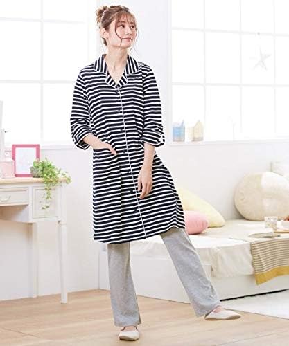 Amazon Co Jp Nissen ニッセン マタニティウェア 授乳服 産前 産後 授乳服 袖がロールアップできる着ごこちラクなカットソー衿付前開きマタニティルームウエア 紺系 杢グレー系 マタニティ5l 服 ファッション小物