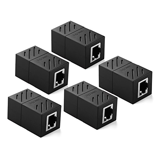 UGREEN RJ45 Coupler 5 Pack In-Line Coupler Cat7/Cat6/Cat5e Ethernet Cable Extender Adapter Female to Female (Black)