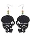 Wooden Flower Turban African Woman Head and Bead Dangle Hook Earrings - Black, Rasta Bead