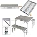 Giantex Aluminum Folding Camping Table Outdoor Portable Picnic Suitcase Table Set w/Bench 4 Seat, Silver-36 L