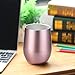 Skylety 12 oz Double-insulated Stemless Glass, Stainless Steel Tumbler Cup with Lids for Wine, Coffee, Drinks, Champagne, Cocktails, 2 Pieces (Bright Rose Gold)