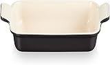 LE CREUSET Heritage Rectangular Dish Stoneware 19 cm Matte Black 1.1L view 3