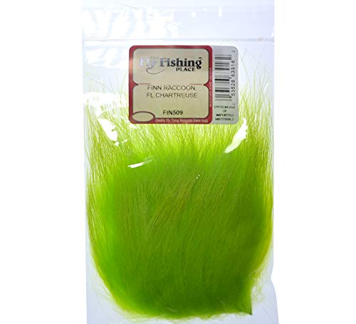The Fly Fishing Place Fly Tying Materials - Finn Raccoon Fur Master Pack - 4 Fluorescent Colors - Red Yellow Fire Orange Chartreuse Tube Fly Streamer Hair