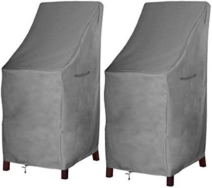 Patio Chair Cover Bar Chair/Stool Cover Stackable Chairs Covers - Premium Outdoor Furniture Cover with Durable and Water Resistant Fabric(L27.5 x D27.5 x H49.2 inch, Grey 2Pack)