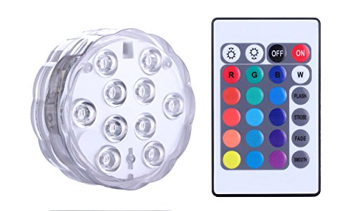 Qoolife Submersible LED Lights Remote Control Battery Powered, RGB Multi Color Changing Waterproof Light for Vase Base, Floral, Aquarium, Pond, Wedding, Halloween, Party, Christmas