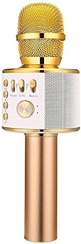 Cheryu Wireless Bluetooth Karaoke Microphone for iPhone/Android/iPad/Sony/TV/PC and All Smartphone, Portable Handheld 3-in-1 Multi-function karaoke Mic for Kids,Adults,Men,Women(Gold)