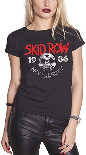 Skid Row T Shirt Jersey 1986 Band Logo Official Womens Junior Fit Black