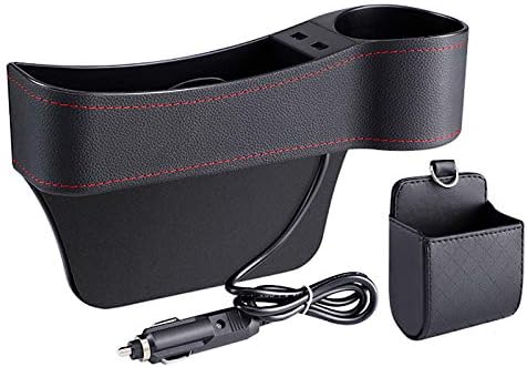 Vintoney 車用 サイド収納ボックス シートポケット Usbポート2つ スマホ充電 ドリンクホルダー 自動車 運転席隙間 コイン カード 小物収納 差し込み 取付簡単 カー用品 便利グッズ