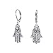 Hamsa Hand Of God Floral Filigree Leverback Dangle Earrings For Women For Teen Oxidized 925 Sterling Silver