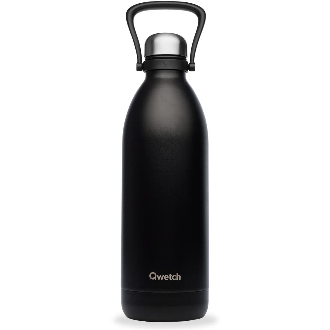 QWETCH - Isothermal Bottle - Titan Matt Black 2L - 48h Cold & 16h Hot - BPA Free, Waterproof - Stainless Steel Bottle with Carrying Handle