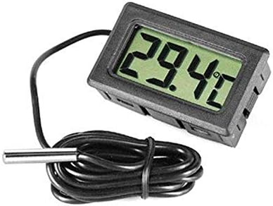 Favson LCD Digital Thermometer for Fridges Freezers Coolers Aquarium Chillers Mini 1M Probe Black