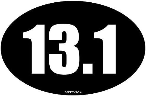 Motvia 13.1 Half Marathon Oval Car Magnet - Black