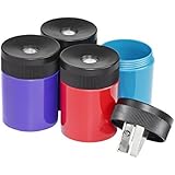 STAEDTLER pencil sharpener, premium quality sharpener with screw-on lid, prevents accidental openings, compact size for pencil case and work-station, 511 63BK