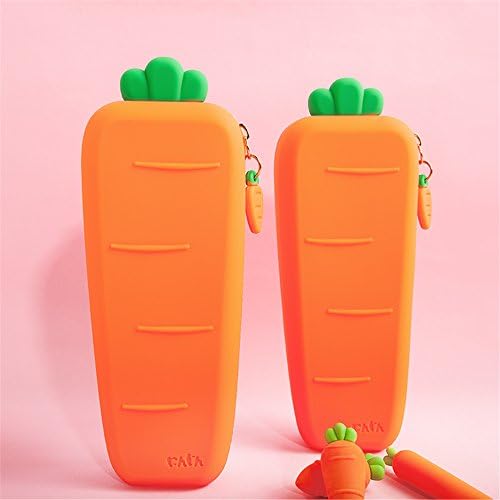 1pcs/Set Kawaii Cute Vivid Simulation Vegetables and Fruits Shape Silicone Pencil Bag/Pencil case/Pencil Pouch (Big Carrot)