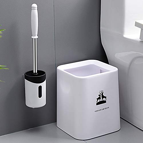 Glendan 2 Pack Toilet Brush and Holder Upgraded Modern Design with Kinsky Strong Bristles,Bathroom Toilet Bowl Brush Set,Toilet Cleaning Brush Kit (White)