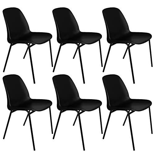 OFITURIA roll-Free Chair, Polypropylene, Black, 6 Sillas