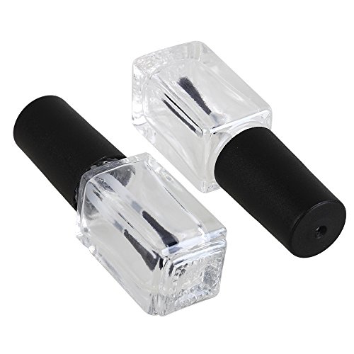 Black Cap Clear Glass 4ml Refillable Empty Nail Polish Bottles Container Pack of 20