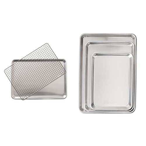 Nordic Ware Half Sheet with Oven Safe Nonstick Grid, 2 Piece Set, Natural & Ware 3 Piece Baker's