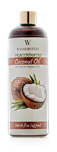 Therapeutic Grade Fractionated Coconut Oil with Pump - 100% Pure & Natural. An Ideal Base and Carrier Oil for Aromatherapy or as a Hydrating Massage Oil by Wasserstein (16oz, Coconut)