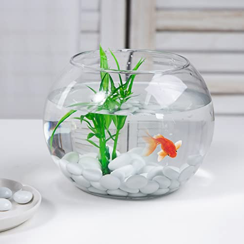 VGOODALL White Glass Pebbles, 120 Approx.0.42 KG Flat Stone Beads Marble Glazed White for Vase Filler Decorative Aquarium Flowerpot Table Garden Decoration