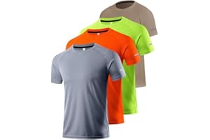4 Pack Men’s Active Quick Dry Crew Neck T Shirts | Athletic Running Gym Workout Short Sleeve Tee Tops