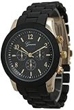 Geneva Boyfriend Chronograph Style Link Watch - Black