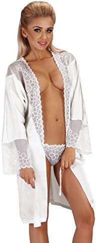Sexy Bridal White Dressing Gown Robe Floral lace Ribbon tie Nightdress Slips lace Thong Plus Size 8 10 12 14 16 18 UK