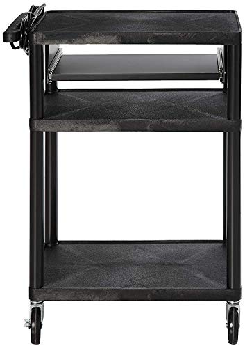 Offex Mobile 3-Shelf Presentation Storage AV Cart with Electric 4 Casters, Black (OF-LP34LE-B) - Thumbnail 2