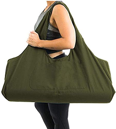 Namvo Large Yoga Mat Bag Multi-Purpose Gym Bag Yoga Mat Tote Sling Carrier with Side Pocket Fits Most Size Mats Army Green