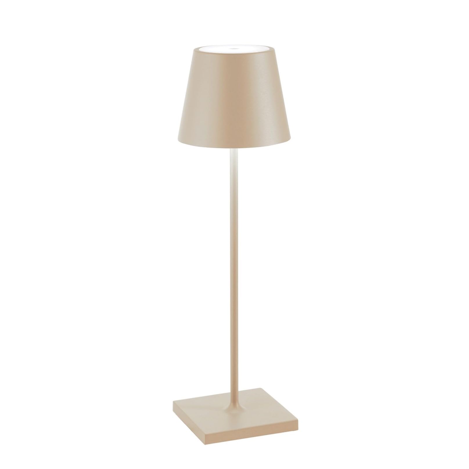 Zafferano, Poldina Pro Lamp, Rechargeable Cordless Table Lamp with Touch Controls, Suitable for Interior and Outdoor, Dimmer, 2200-3000 K, Height 38 cm, Sand Colour