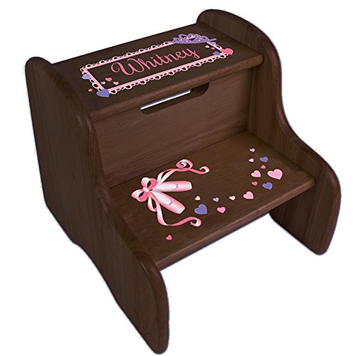 Personalized Ballet Princess Espresso Two Step Stool