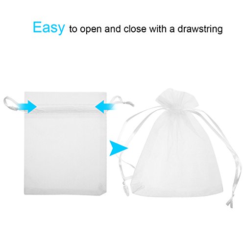 50 Pack 4x5 Inches White Organza Bag,Candy Gift Pouch,Chocolate Gift Bag Wedding Bags,Sachet Bag Sheer Organza Pouches,Favor Jewelry Bags