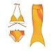 Newland Girl's 3pcs Mermaid Sea-Maid Tankini Marmaid Swimwear Bikini (150CM(8-10Y)-Size XXXL, Gold)