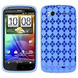 Blue Argyle Flexible TPU Cover Skin Phone Case For Sensation 4G