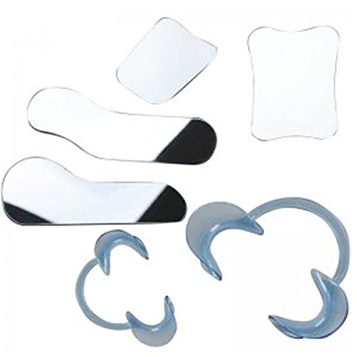 Dental 1-sided Intraoral Orthodontic Mirror Stainless Steel Photographic Mirror with 2 pcs Cheek Retractors Lip Opener