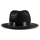 Black Fedora Gangster Hat Costume Accessory - Funny Party Hats (2 Pack - Black & White)
