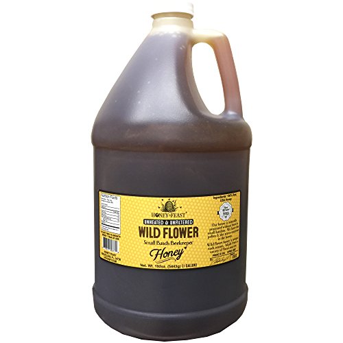 Gourmet Wild Flower Honey - 1 Gallon Jug. Raw, Unheated, Unfiltered USA Honey Feast brand honey. Hand crafted small batch beekeeper honey from Florida. USA Honey.