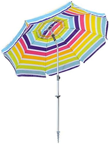 Amazon Com Snail 7 Ft Beach Umbrella Built In Sand Anchor With Tilt Aluminum Pole Portable Sun Ray Protection Beach Umbrella With Carry Bag For Outdoor Patio Mulit Color Sports Outdoors