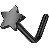 20GA ASTM F-136 Implant Grade Titanium Star Top L-Bend Nose Stud