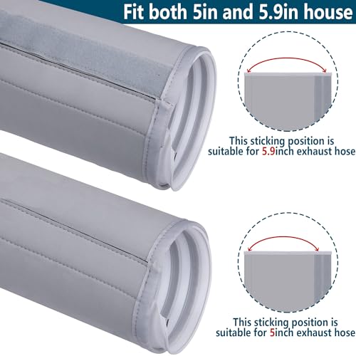 TERRIFI Air Conditioner Hose Cover Wrap - Insulated AC Duct Vent Sleeve for Portable AC, Fits 5" & 5.9" Diameter Exhaust Hoses