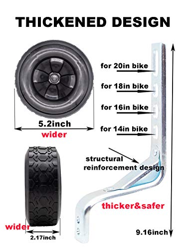 moli dee Bicycle Training Wheels Fits 16 18 20 22 24 inch Kids Bike (Black)
