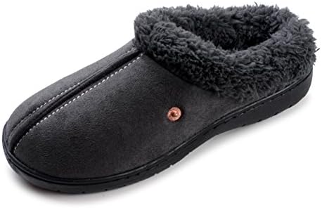 Beyond Boys Boys Stitched Faux Suede, Fleece Lined Clog Slippers Grey 1/2