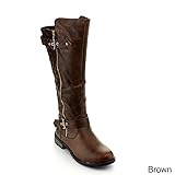 Forever Link Women's MANGO-21 Quilted Zipper Accent Riding Boots
