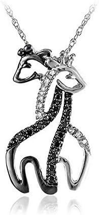 Pendant with necklace 925 Sterling Silver Twin Hugging Giraffe -18"