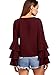 SheIn Women's Round Neck Ruffle Long Sleeve Blouse Burgundy Large