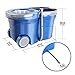 MASTERTOP Mop Bucket with Wringer Set - Floor Mop, Spin Mop with 2 Wheel Easy Move, Stainless Steel Longe Mop Handle, 5 Microfiber Replacement Head Refills, 1 Floor Brush Mop Head
