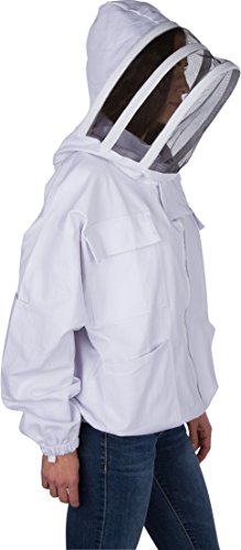 Professional Beekeeping Suit Jacket - for Men and Women (Large) - Total Protection - Self-Supporting Fencing Veil for Beekeepers - Easily Take On & Off - 6 Pockets - Good for Beginners as well (White) - Thumbnail 3