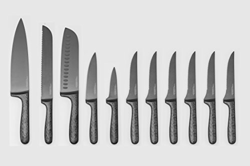 Cambridge Silversmiths  92668KBCC18R Nero Cutlery Set with Block, Stainless Steel,12-Piece - //medicalbooks.filipinodoctors.org